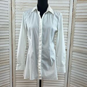Lafayette 148 White Stretch Fit and Flare Shirt Blouse 8